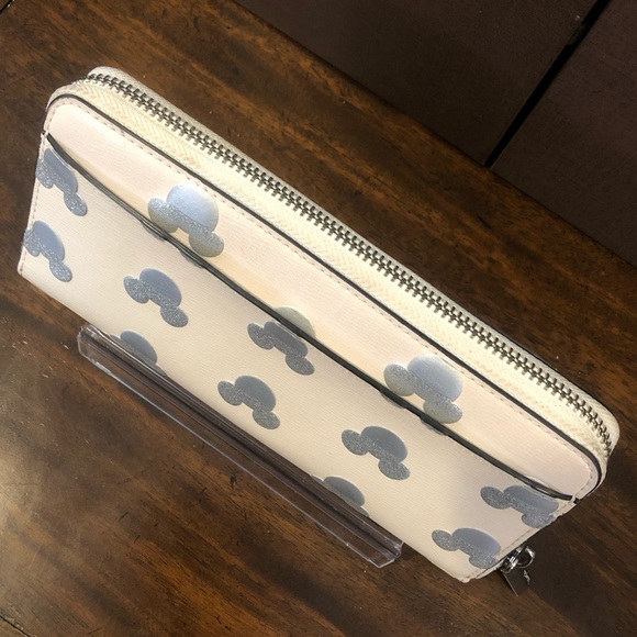KATE SPADE x DISNEY Silver Mickey Mouse Embossed Full Zipper Continental Wallet - Picture 7 of 17